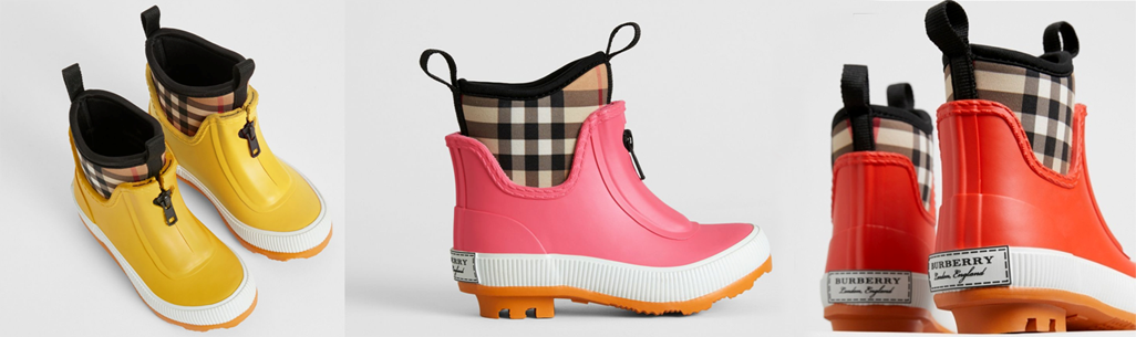 Burberry Vintage Check Neoprene and Rubber Rain Boots for kids