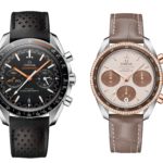 the Speedmaster with racing dial for men and Speedmaster “Cappuccino” for women