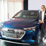 Mr. Rahil Ansari, Head Audi India posing with the Audi e-tron, the India-bound all electric SUV